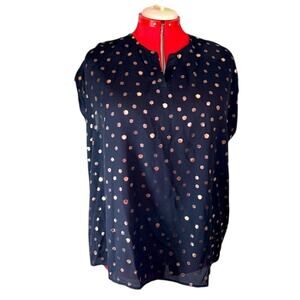 Papermoon Sz 3X Navy Blue & Gold Reece Mixed Material Foil Print NWT